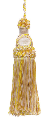 Decorative 5.5 Inch Key Tassel, Ivory, Yellow Gold Imperial II Collection Style# KTIC Color: WINTER SUN - 4874