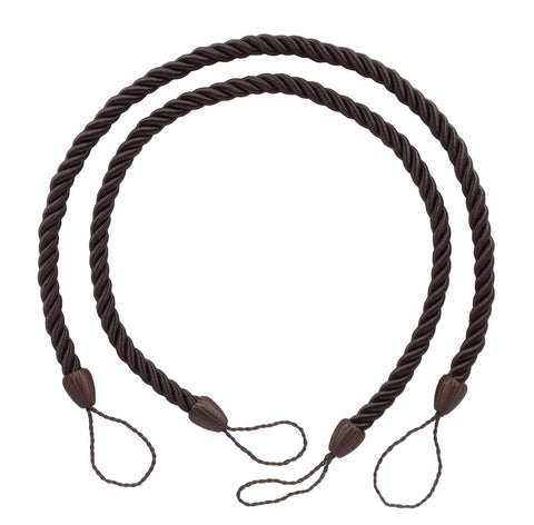 Pair of Premium Quality Brown Color Curtain Rope Tiebacks, 26 inch Long Style# CCTB Color# D2
