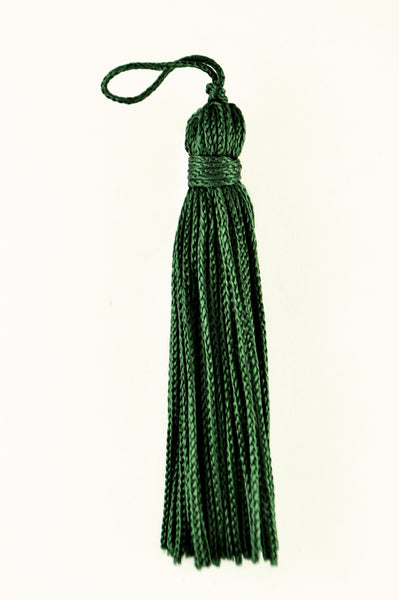 Set of 10 Hunter Green Chainette Tassel / 3 Inch Long with 1 Inch Loop / Basic Trim Collection / Style# RT03, Color: Green - G10