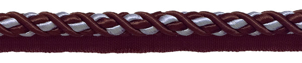 Large Brown, Light Blue Baroque Collection 7/16 inch Cord with Lip Style# 0716BL Color: MOCHA ICE - 24B (Sold by The Yard)
