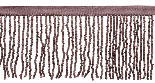 2 1/2" (6cm) Beautiful Handcrafted Beaded Fringe Trim with Sead Bead Design | Fringe Trim (Style# B40684-GL), #H25 Solid / Dark Mauve Violet Purple - Sold By The Yard - DecoPro