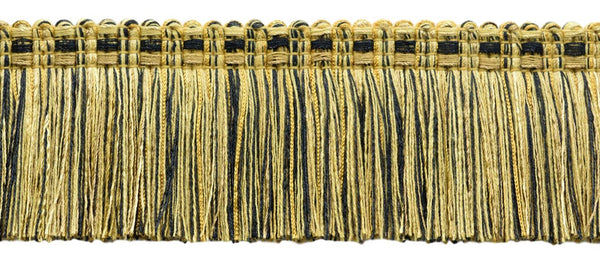 18 Yard Package of Veranda Collection 3 inch Brush Fringe Trim / Black, Antique Gold, Champaigne, Camel Gold / Style#: 0300VB / Color: Golden Onyx - VNT25 (54 ft/16.5 M)