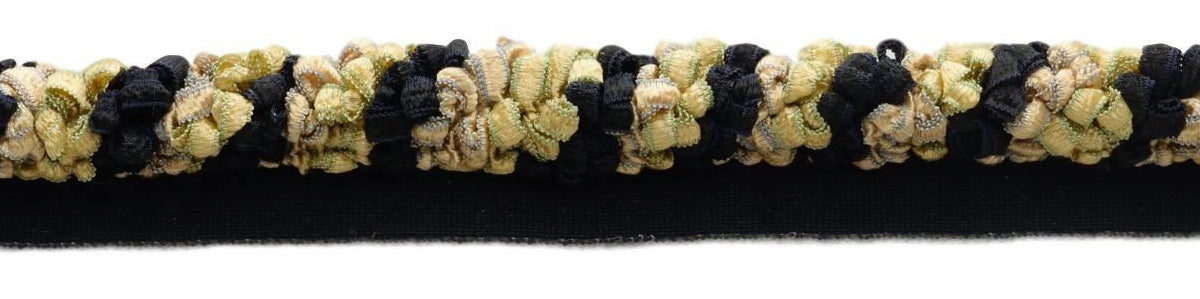 Elegant Ribbon Cord With Lip / 3/8 inch diameter / Style# 0038RC Color: Black, Beige, Light Green, Light Blue - 4752 / Sold by the Yard - DecoPro