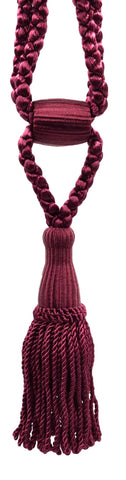 Set of 2 Burgundy Decorative Tassel Tiebacks / 5 1/2 inch Tassel Length / 24 inch Spread (embrace) / STYLE#: TBC055-SPR24 (8362) / COLOR: Red Wine - E10