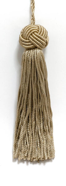 Set of 10 Sandstone Light Beige Woven Head Chainette Tassel, 4 Inch Long with 2.5 Inch Loop, Basic Trim Collection Style# BH04 Color: Sandstone Light Beige- A10