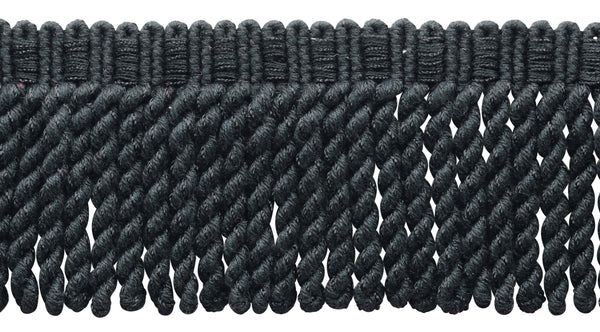 3 Inch Long / Black Knitted Bullion Fringe Trim / Style# BFSCR3 / Color: K9 - Midnight's Embrace / Sold By the Yard