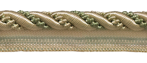 Large Olive Green, Champagne 7/16 inch Imperial II Lip Cord Style# 0716I2 Color: SAGEGRASS - 4567 (Sold by The Yard)