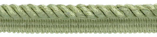 3/8" (0.5cm) Shiny Twisted Cord with Lip | Cord Trim (Style# 0038S-RN), #L47 Solid / Beige Olive Green - 8 Yards - DecoPro