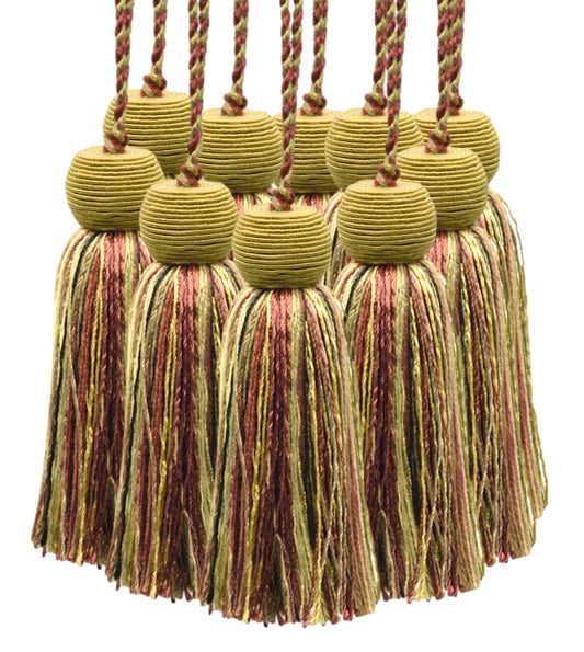 Set of 10 Decorative 4 inch Tassel / Cherry Red, Camel Beige, Clay / Veranda Collection / Style# VTS / Color: Cranberry Taupe - VNT21 - DecoPro