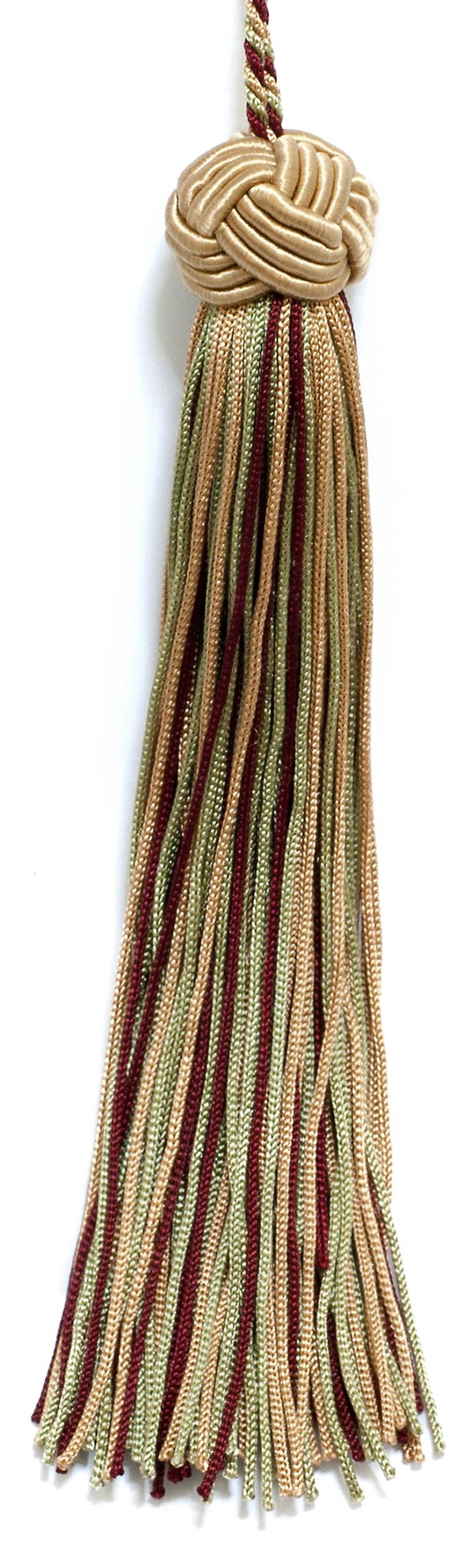 Set of 10 Sand, Burgundy, Light Green Woven Head Chainette Tassel, 5.5 Inch Long with 2 Inch Loop, Basic Trim Collection Style# BH055 Color: 873 - DecoPro
