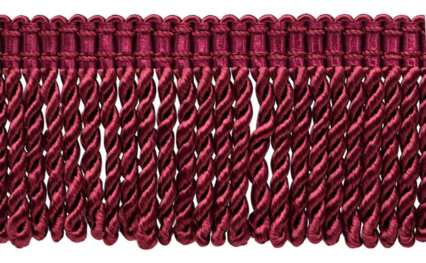 3 inch Long Burgundy Bullion Fringe Trim with Decorative Gimp Design / Basic Trim Collection / Style# BFS3-WVN (22042) Color: Ruby - E10 / Sold by the Yard
