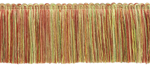 5 Yard Value Pack / Clay, Alpine Green, Maize, Cajun Spice, Blush, Chinese Red, Beachwood Gold Duke Collection Brush Fringe Trim / 3