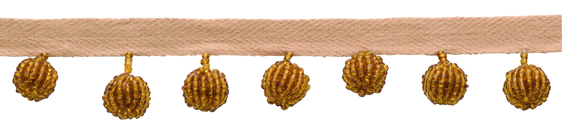 3/4" (1.5cm) Opulent Handcrafted Beaded Fringe Trim with Elaborate Beaded Ball | Fringe Trim (Style# B40686-GL), #E20 Solid / Light Warm Brown - Sold By The Yard - DecoPro