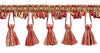 6 Yard Value Pack - 2.5 Inch Auburn, Wine, Beachwood, Camel Gold Tassel Fringe Trim / Basic Trim Collection / Style# TFC025 / Color: Flambe - PR02 (18 Ft / 5.5 Meters)