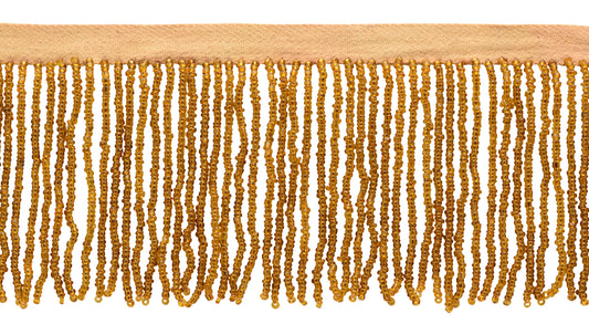 2 1/2" (6cm) Beautiful Handcrafted Beaded Fringe Trim with Sead Bead Design | Fringe Trim (Style# B40684-GL), #E20 Solid / Light Warm Brown - 3 Yards - DecoPro