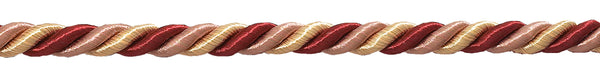 10 Yard Pack of Medium RED, LIGHT ROSE Baroque Collection 5/16 inch Decorative Cord Without Lip Style# 516BNL Color: ROSE BOUQUET - 7953 (30 Ft / 9 Meters)