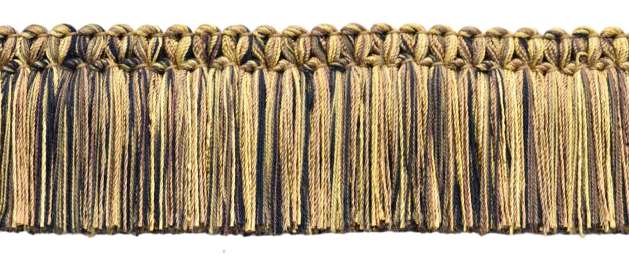 Black, Dark Brown, Chocolate, Light Brown, Antique Gold Brush Fringe Trim / Thick, Luxuriant 2" Long / Style# 0200IBC Color: I12 / Sold by the Yard - DecoPro
