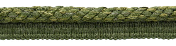 Elaborate 3/8 inch Doric Khaki, Branch, Loden Green Veranda Collection Trim Cord With Sewing Lip / Style# 0038V / Color: Camouflage - VNT16 / Sold by The Yard