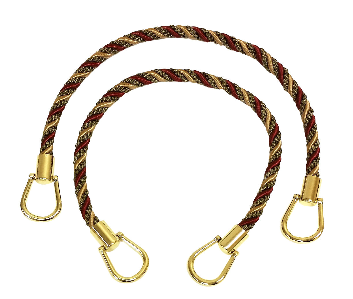 Pair of Elegant Wine, Gold, Green Curtain & Drapery Rope Tiebacks, 18 inch Long, Approx. 1/2 inch Thick, Style# IRTBM Color# Wine, Gold, Green - 4770 - DecoPro
