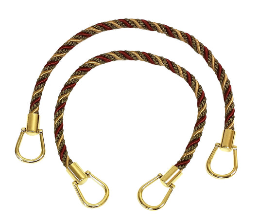 Pair of Elegant Wine, Gold, Green Curtain & Drapery Rope Tiebacks, 18 inch Long, Approx. 1/2 inch Thick, Style# IRTBM Color# Wine, Gold, Green - 4770 - DecoPro