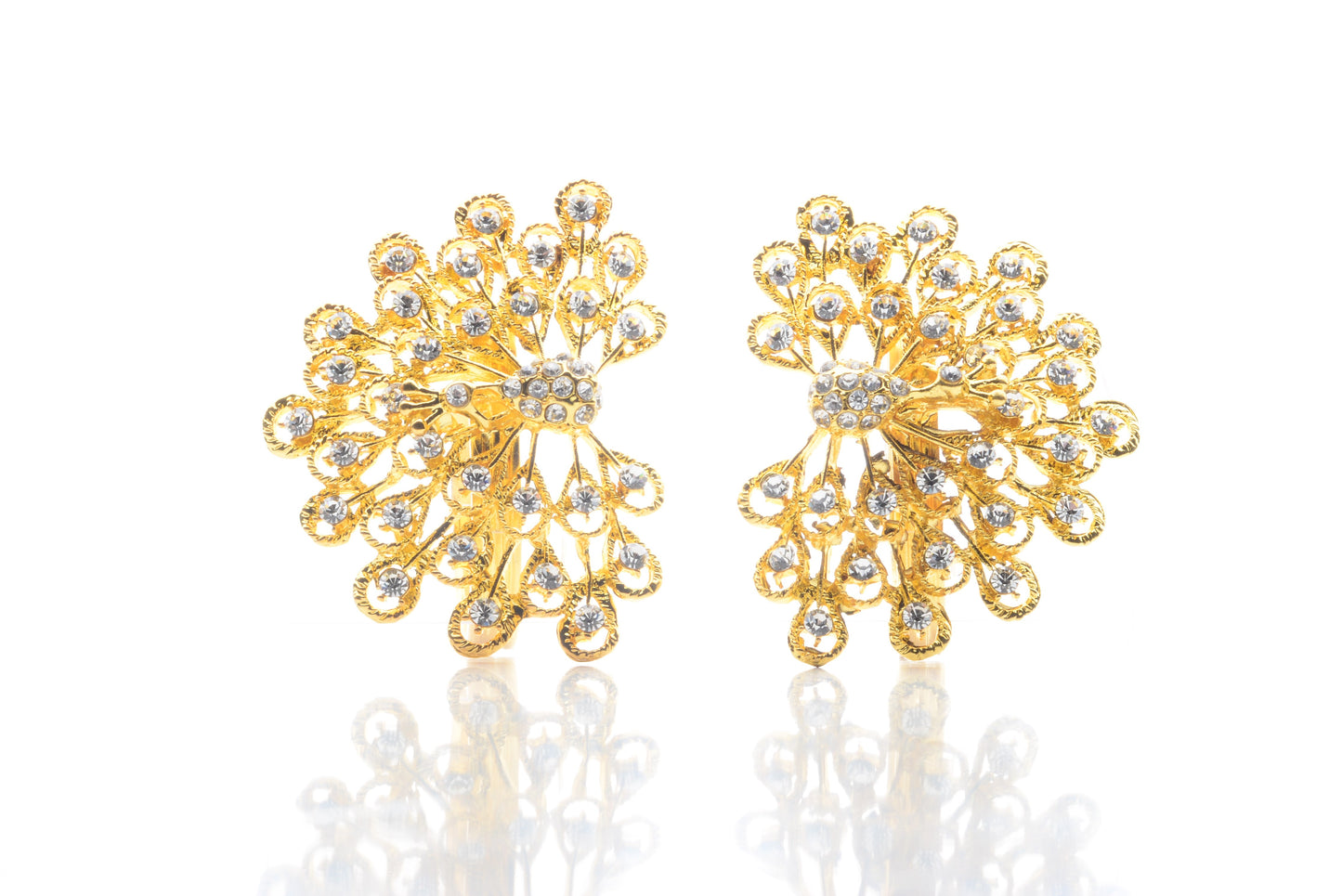 Set of 2 Beautiful, Premium Quality faux diamond Peacock design Gold Napkin Rings for dinners, holidays and weddings NR50311-G - DecoPro