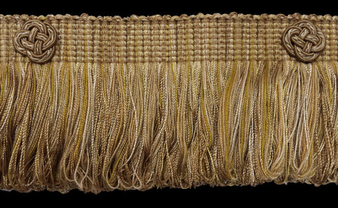 Two Tone Gold Baroque Coll 3 Inch Loop Fringe W/Rosette Style# 3LFBR Color: GOLD MEDLEY - 8633 (Sold by The Yard)