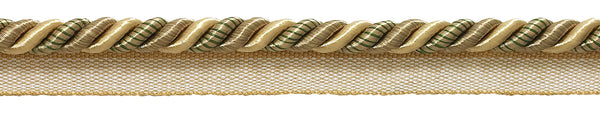 Medium Beige, Olive Green, Champagne Baroque Collection 5/16 inch Cord with Lip Style# 0516BL Color: WINTER MEADOW - 6939 (Sold by The Yard)