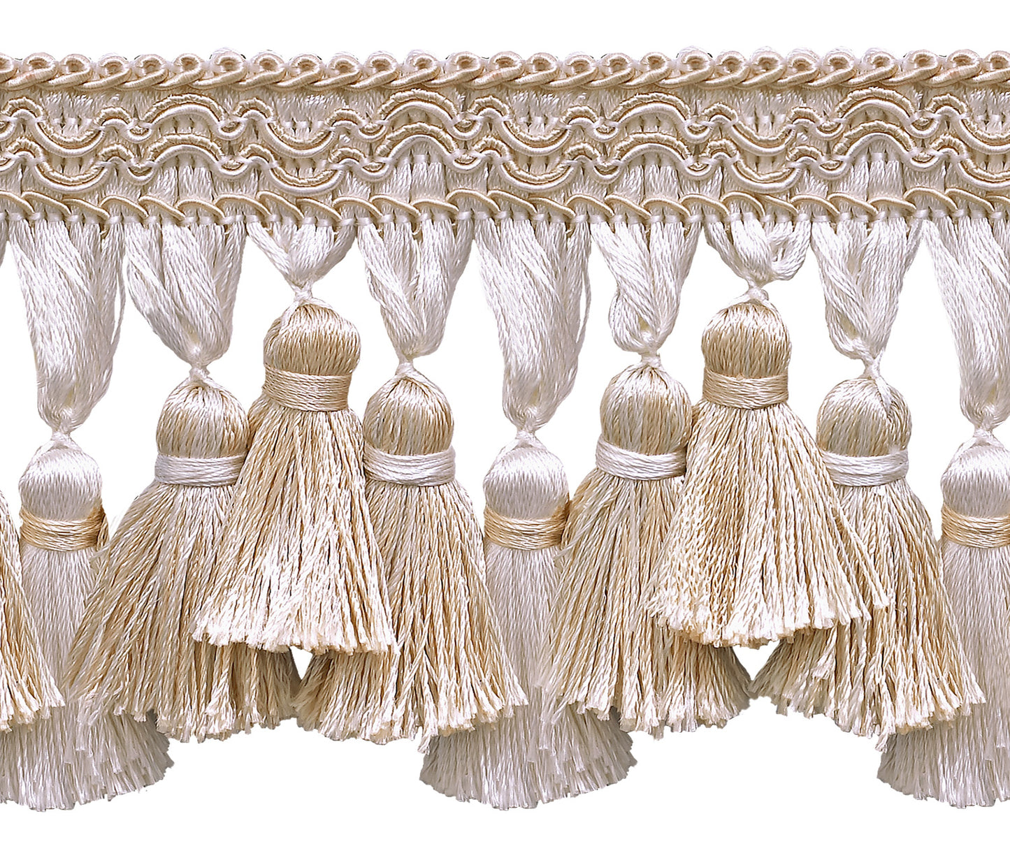 Ivory, Sand 3 3/4 inch Imperial II Tassel Fringe Style# TFI2 Color: SEASHELL - 5055 (Sold by The Yard) - DecoPro