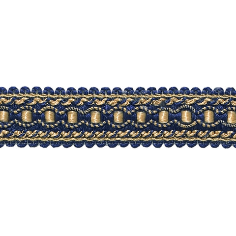 144 Yard Package / Gold, Navy Blue 1 inch Imperial II Gimp Braid / Style# 0125IG Color: Navy Gold - 1152 / 432 Ft / 131.7 Meters