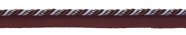 Small Brown, Light Blue Baroque Collection 3/16 inch Cord with Lip Style# 0316BL Color: MOCHA ICE - 24B (Sold by The Yard)