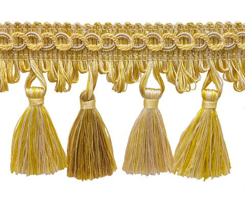 Ivory, Yellow Gold 2 3/4 inch Imperial II Tassel Fringe Style# NT2502 Color: WINTER SUN - 4874 (Sold by The Yard)