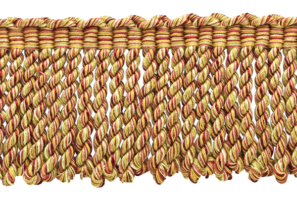3 Inch Long Camel Gold, Old Gold, Cherry, Wine, Artichoke, Honey Dew Fringe Trim / Style BFDK3 (11829) / Color: Cornucopia - N47 / Sold By the Yard