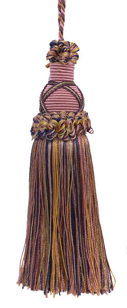 Decorative 5.5 Inch Key Tassel, Dusty Rose, Dark Blue, and Light Olive Imperial II Collection Style# KTIC Color: OLIVE ROSE - 1010