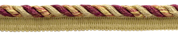 Multi colored 3/8 inch Auburn, Wine, Beachwood, Camel Gold Cord With Sewing Lip / Style# 0038MLT / Color: Flambe - PR02 / Sold by The Yard
