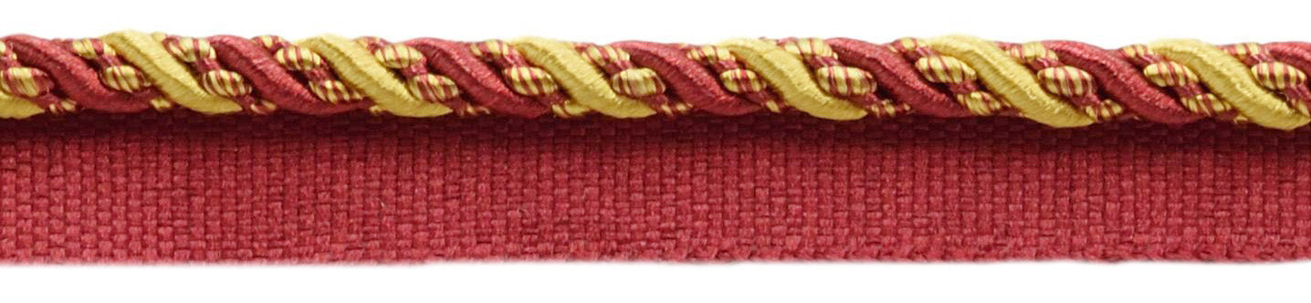 Medium 4/16 inch Burgundy Red Gold, Noblesse Collection Lip Cord Style# 0416H Color: Carmine Gold - 1253 (Sold by The Yard) - DecoPro