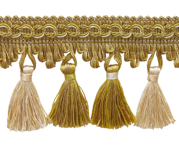 Light Gold, Ivory 2 3/4 inch Imperial II Tassel Fringe Style# NT2502 Color: IVORY GOLD - 2523 (Sold by The Yard)