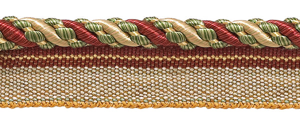 Medium Wine, Gold, Green 4/16 inch Imperial II Lip Cord Style# 0416I2 Color: CHERRY GROVE - 4770 (Sold by The Yard)