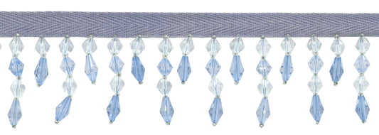 1 3/4" (4cm) Beautiful Handcrafted Diamond Beaded Fringe Trim | Fringe Trim (Style# B40692-AC), #M44008 Multicolor / Light Blue - 12 Yards - DecoPro