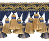 Gold, Navy Blue 3 3/4 inch Imperial II Tassel Fringe Style# TFI2 Color: Navy Blue Gold - 1152 (Sold by The Yard)
