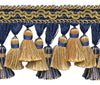 5 Yard Value Pack of Gold, Navy Blue 3 3/4 inch Imperial II Tassel Fringe Style# TFI2 Color: Navy Blue Gold - 1152 (15 Ft / 4.5 Meters)