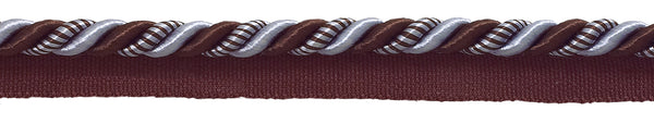 Medium Brown, Light Blue Baroque Collection 5/16 inch Cord with Lip Style# 0516BL Color: MOCHA ICE - 24B (Sold by The Yard)