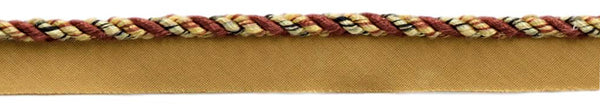 Small Multi colored Black, Auburn, Straw, Harvest Gold, Champagne, Gold 3/16 inch Cord with Lip / Style# 0316MLT / Color: Cocoa Praline - PR16 / Sold by The Yard