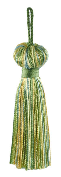 Ocean Blue, Spring Green, Pale Yellow, Alpine Green, Gulf Petite Multi-colored Key Tassel / 3 inches long Tassel with 1 inch loop / Princess Collection / Style# BT3 (11309) Color: Summer Daze - PR17