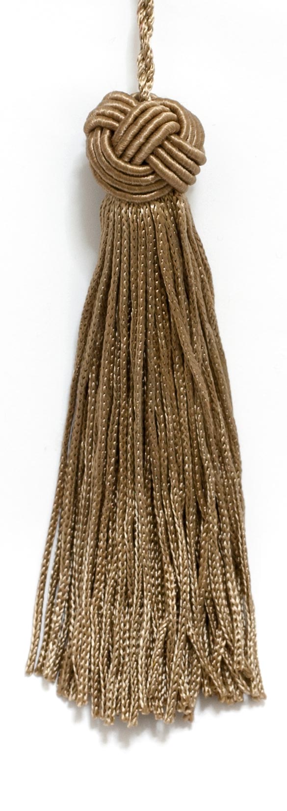 Set of 10 DARK SAND Woven Head Chainette Tassel, 4 Inch Long with 2.5 Inch Loop, Basic Trim Collection Style# BH04 Color: DARK SAND - A8 - DecoPro