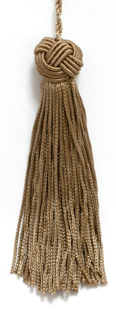 Set of 10 DARK SAND Woven Head Chainette Tassel, 4 Inch Long with 2.5 Inch Loop, Basic Trim Collection Style# BH04 Color: DARK SAND - A8