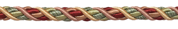 Large RED, LIGHT ROSE Baroque Collection 7/16 inch Decorative Cord Without Lip Style# 716BNL Color: ROSE BOUQUET - 7953 (Sold by The Yard)
