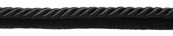 10 Yard Pack of Large 3/8 inch Basic Trim Lip Cord, Style# 0038S Color: Black - K9