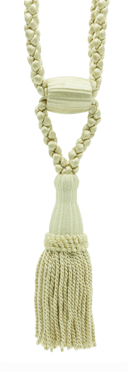 Pretty / Natural / Tassel Tieback / 5 1/2 inch (14cm) Tassel / 26 inch (66cm)Spread (Embrace) / 3/8 inch (10mm) Cord / Style#: 91585 / Color: B01 (Natural) - DecoPro