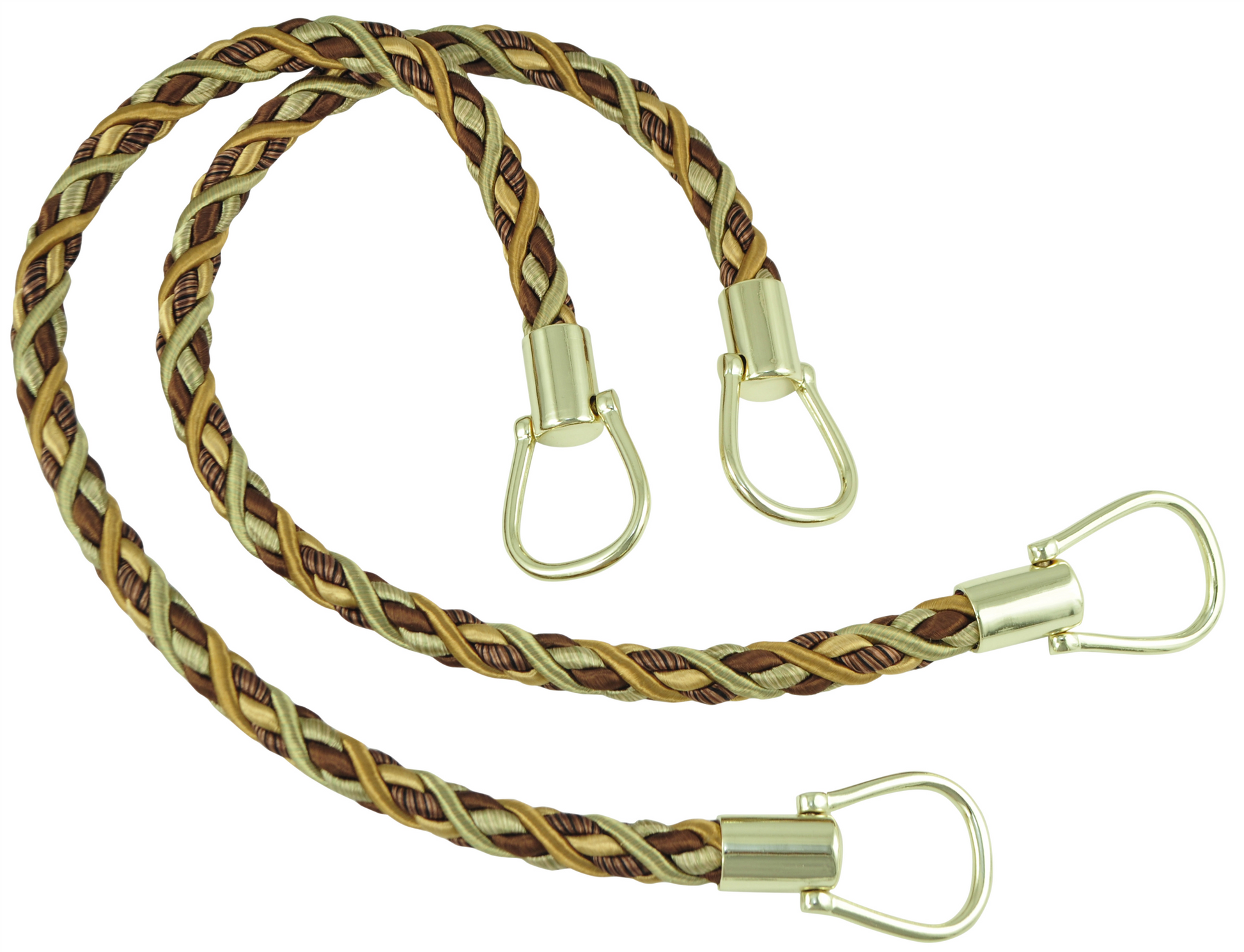 Pair of Elegant BROWN GOLD Curtain & Drapery Rope Tiebacks, 18 inch Long, Approx. 1/2 inch Thick, Style# BRTBM Color# GOLDEN CHESTNUT - 5207 - DecoPro