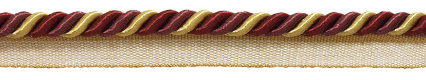 Medium WINE GOLD Baroque Collection 5/16 inch Cord with Lip Style# 0516BL Color: AUTUMN LEAVES - 5716 (Sold by The Yard)